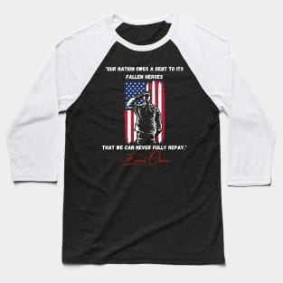 Nation Owes a Debt Memorial Day Fallen Heroes Flag Baseball T-Shirt